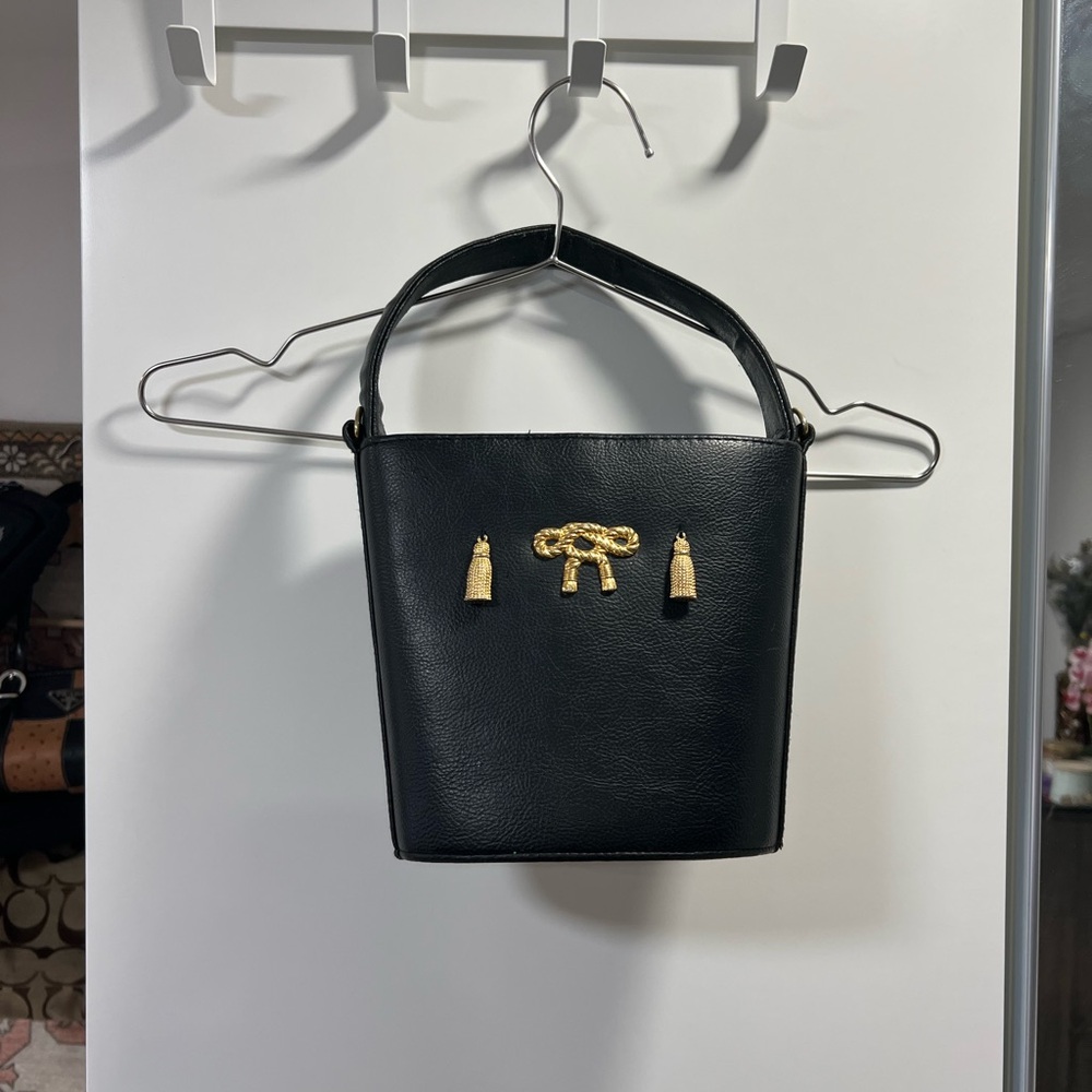 Source Unknown Black Mini Bag with Gold Accents